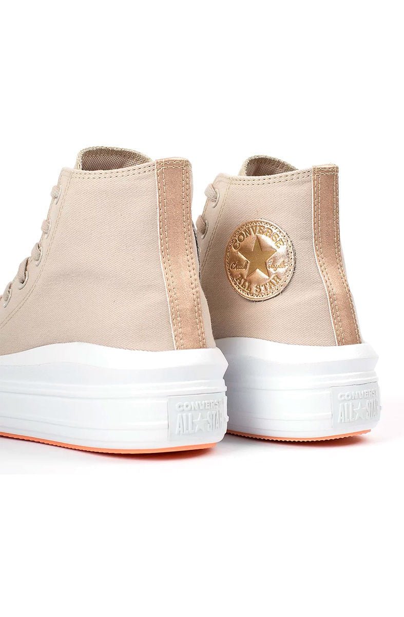 Tênis Converse Chuck Taylor All - Star Move High Authentic Glam Bege Claro/Ouro Claro CT16220001 - NewSkull