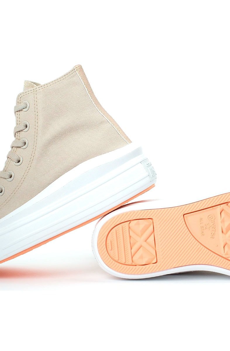Tênis Converse Chuck Taylor All - Star Move High Authentic Glam Bege Claro/Ouro Claro CT16220001 - NewSkull