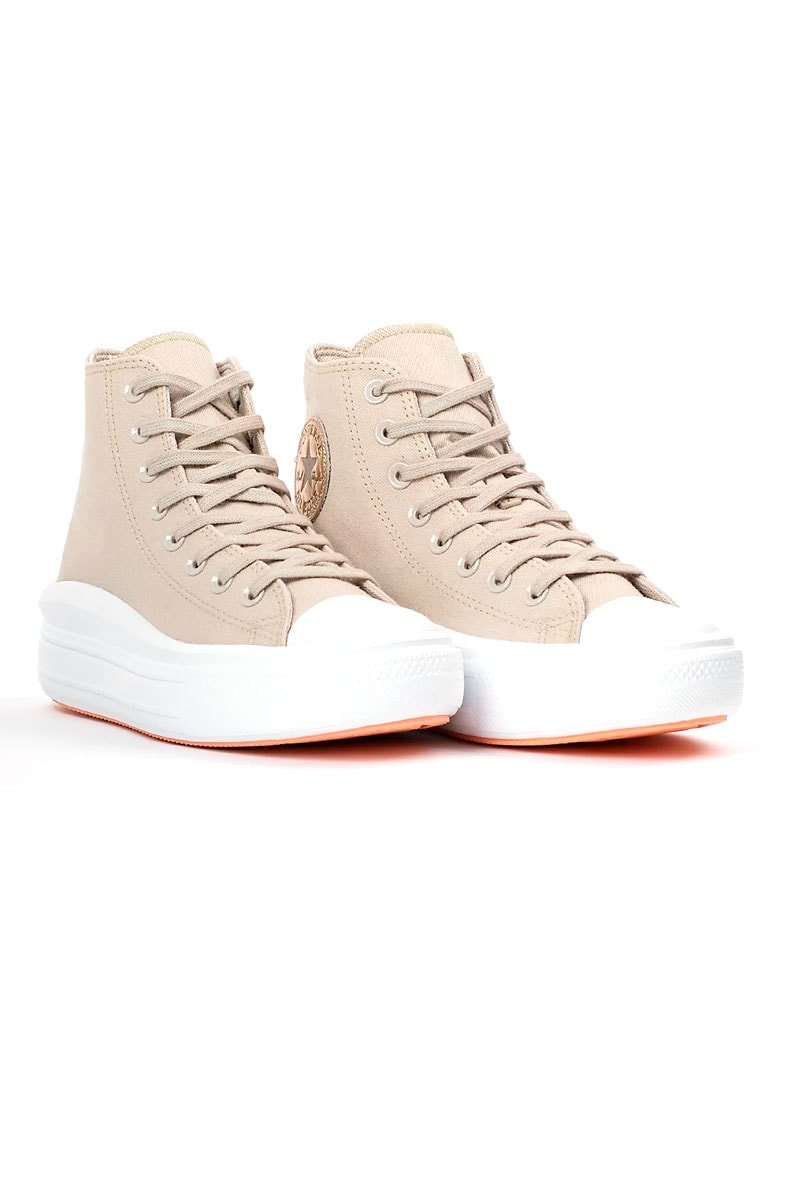 Tênis Converse Chuck Taylor All - Star Move High Authentic Glam Bege Claro/Ouro Claro CT16220001 - NewSkull