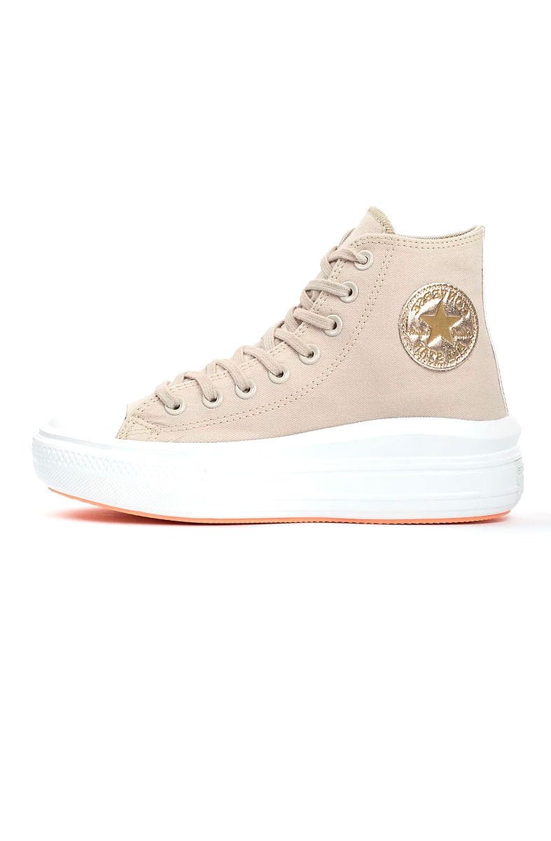 Tênis Converse Chuck Taylor All - Star Move High Authentic Glam Bege Claro/Ouro Claro CT16220001 - NewSkull