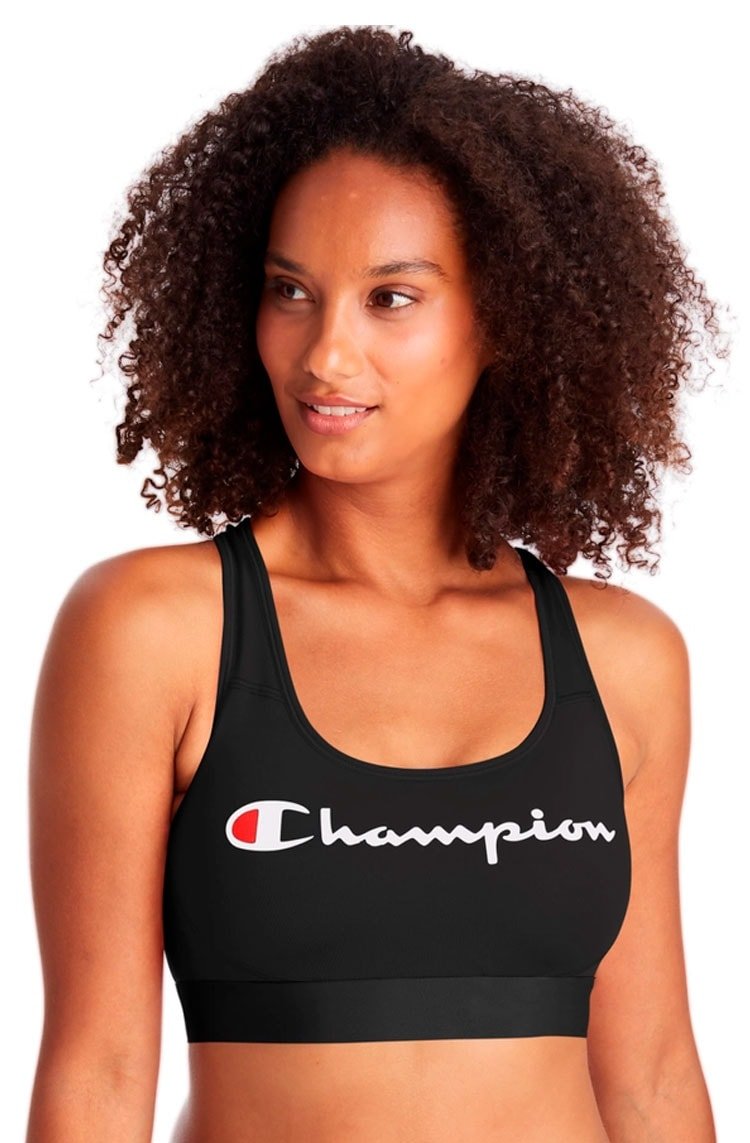 Top Champion Suporte Cotton Feminino Script Logo Ink Preto/Branco - NewSkull