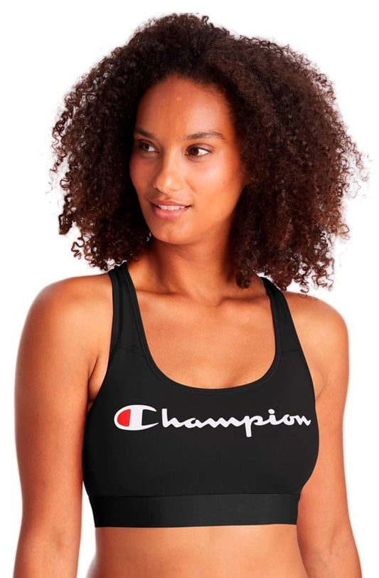 Top Champion Suporte Cotton Feminino Script Logo Ink Preto/Branco - NewSkull