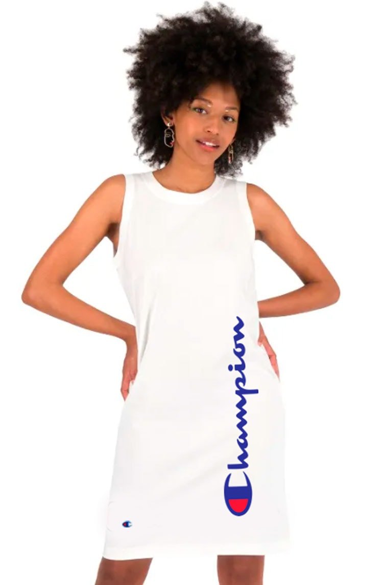 Vestido Champion Vertical Logo Script Off White - NewSkull