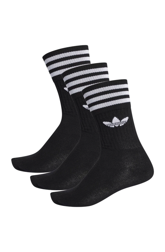 Meias Adidas Solid Crew Unissex 3 Pares Preta/Branca