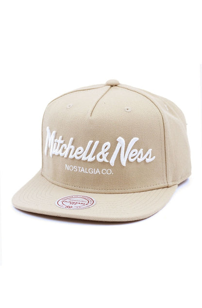 Bone Mitchell and Ness Logo Pinscript Snapback Bege