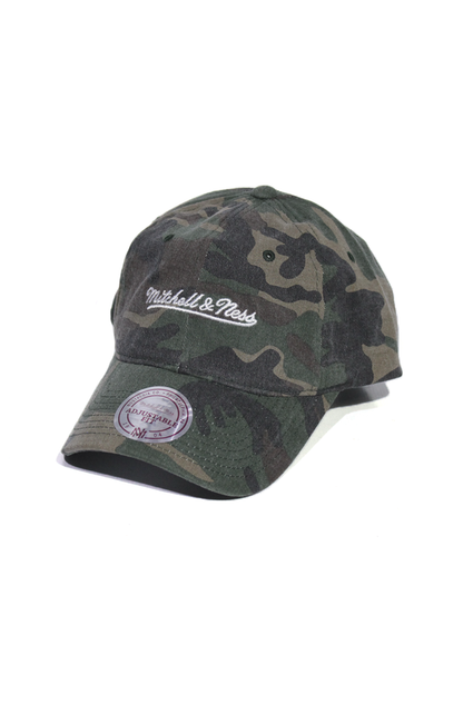 Bone Aba Curva Mitchell and Ness Logo Camo Strapback Verde