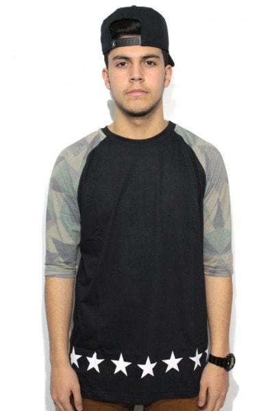 Camiseta Raglan Live Skateboards Manga Camo