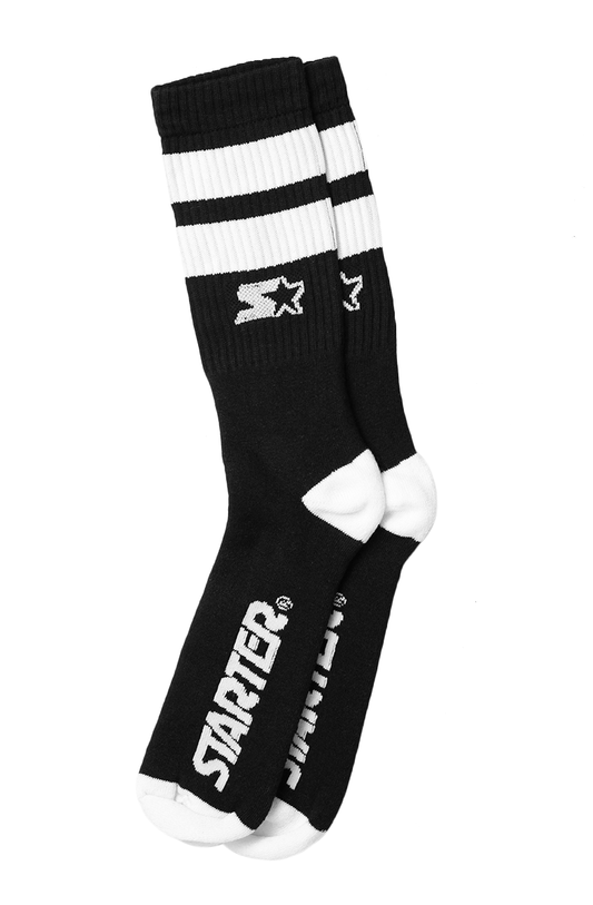 Meia Starter Cano Alto Logo Stripes Preta