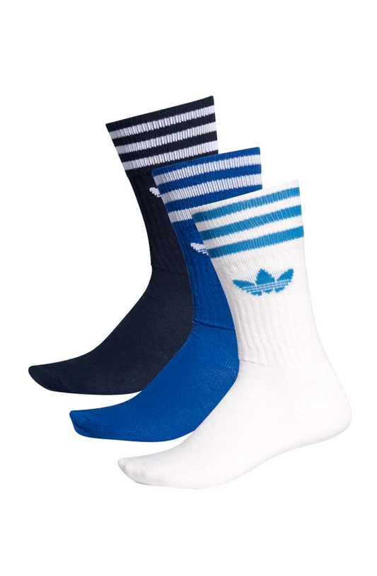 Meia Adidas Crew Socks 3 Pares Branco/Azul/Preto