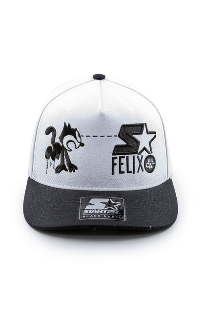 Bone STARTER Collab Felix The Cat Snapback Preto/Branco
