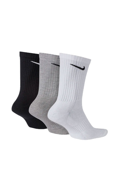 Meia Nike Cano Alto Everyday Cushion Crew (3 pares) Preta/Cinza/Branca