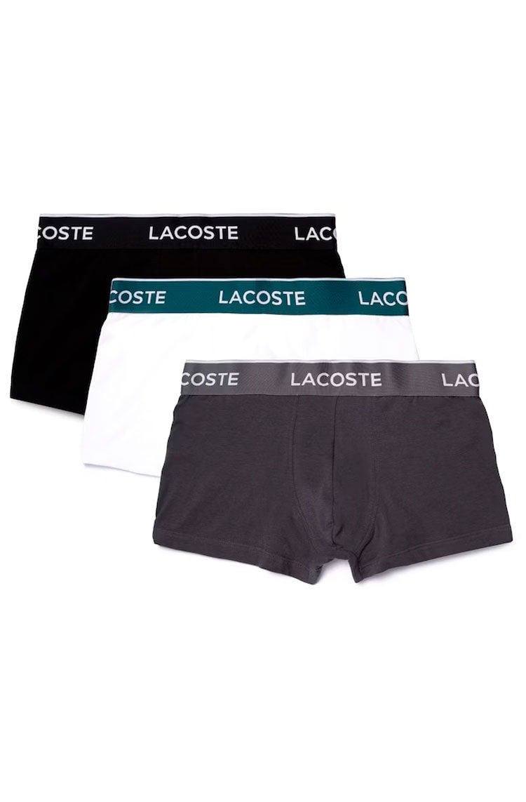 3 - Pack Cuecas Boxer Lacoste Branco/Cinza/Preto - NewSkull