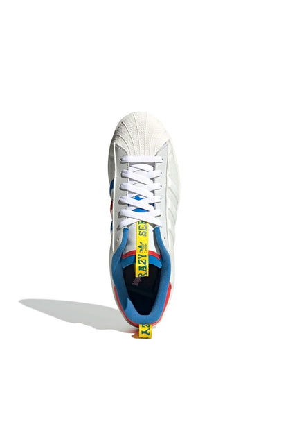 Tênis Adidas Superstar x Tony's Chocolonely Branco/Azul/Vermelho
