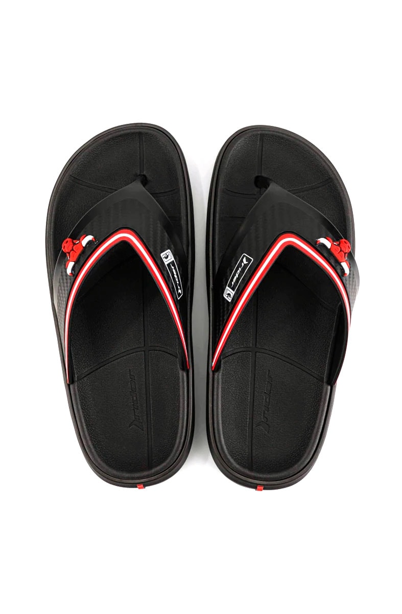 Chinelo Rider Dedo Block Chicago Bulls Preto/Branco/Vermelho