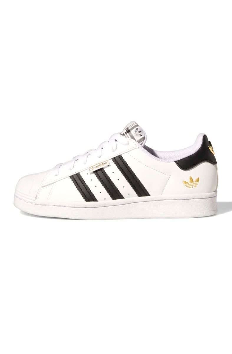 Tênis Adidas Superstar J Branco/Preto/Dourado