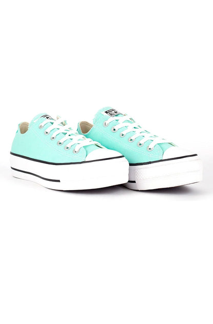 Tênis Converse Chuck Taylor All Star Lift Plataforma Low Seasonal Verde Água/Branco