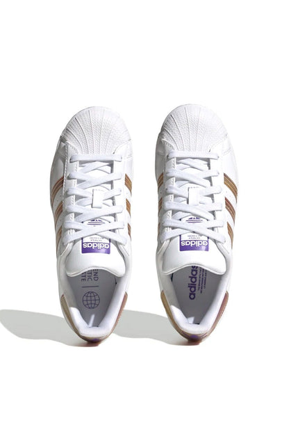 Tênis Adidas Superstar J Branco/Roxo