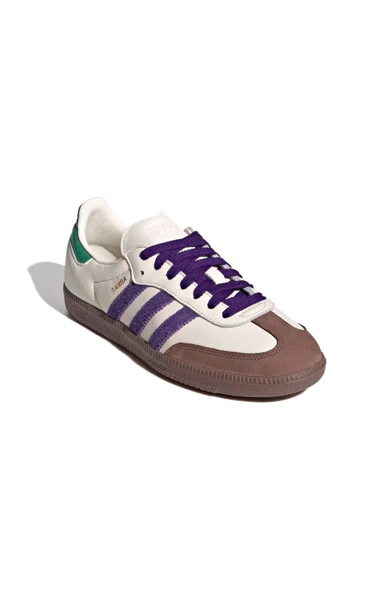 Tênis Adidas Samba OG Off-White/Roxo/Verde ID8349