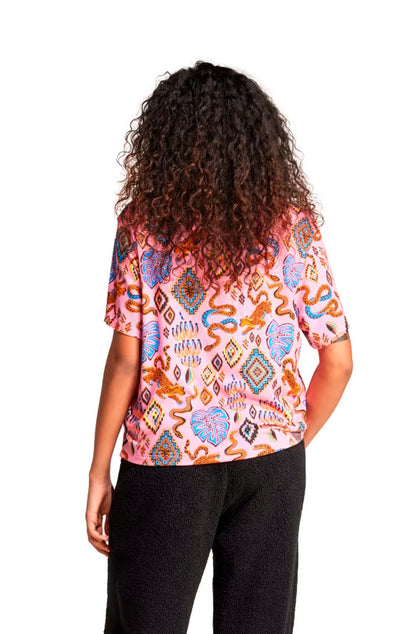 Camiseta Adidas x Farm Rio Rosa/Bege
