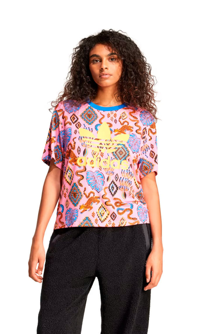 Camiseta Adidas x Farm Rio Rosa/Bege