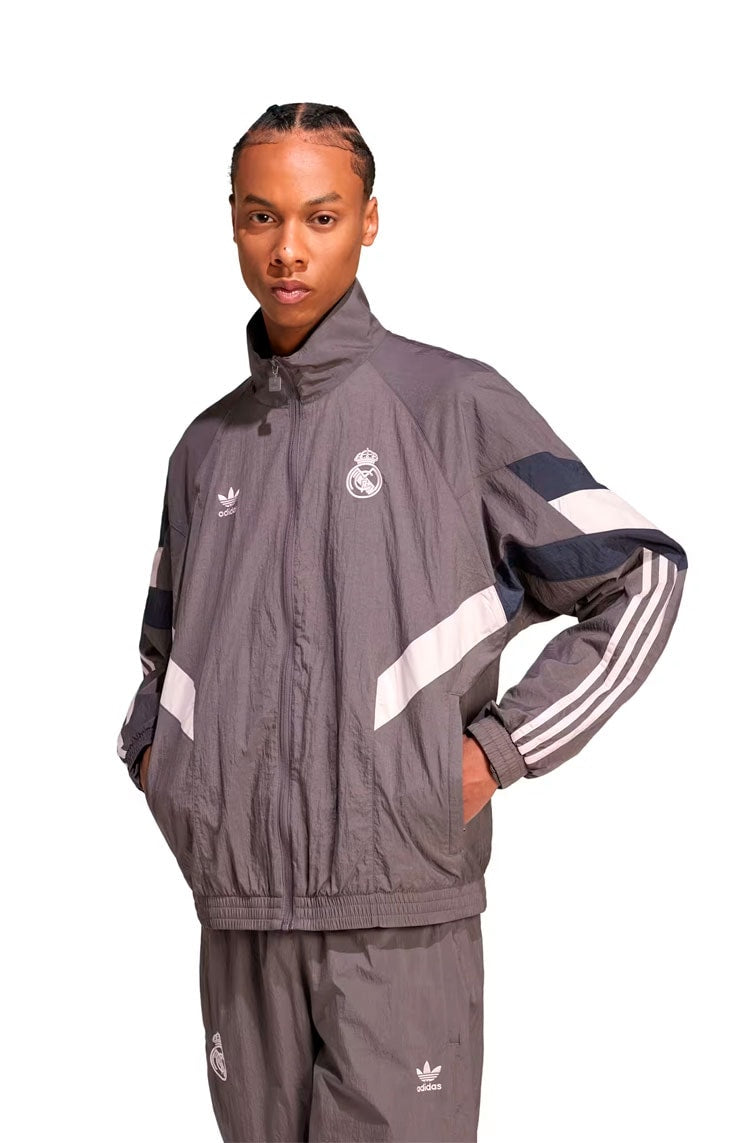 Jaqueta Adidas Real Madrid Originals Track Top Cinza/Branco