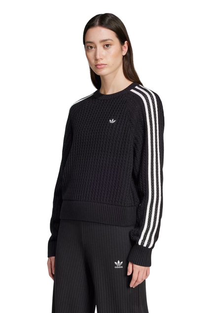 Moletom Adidas Knitted Adicolor Crew Preto/Branco