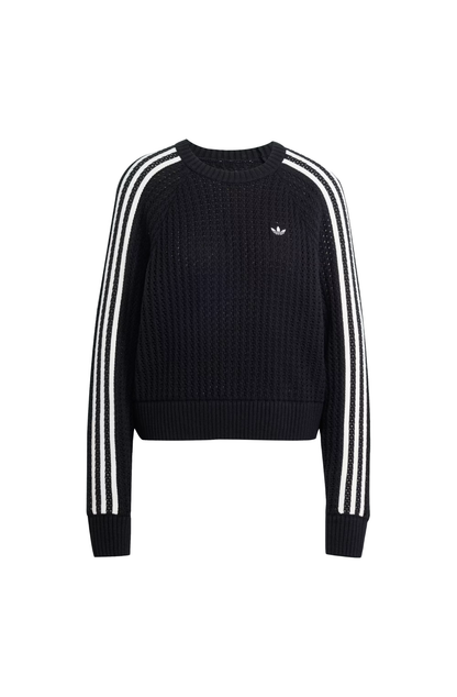 Moletom Adidas Knitted Adicolor Crew Preto/Branco