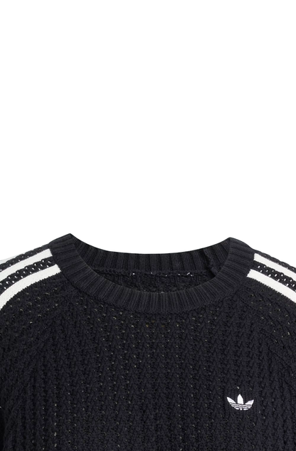 Moletom Adidas Knitted Adicolor Crew Preto/Branco