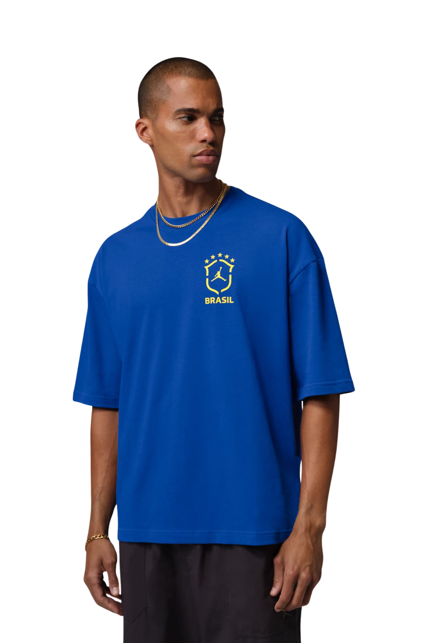 Camiseta Jordan Brasil 85 Oversized Masculino Azul/Amarelo
