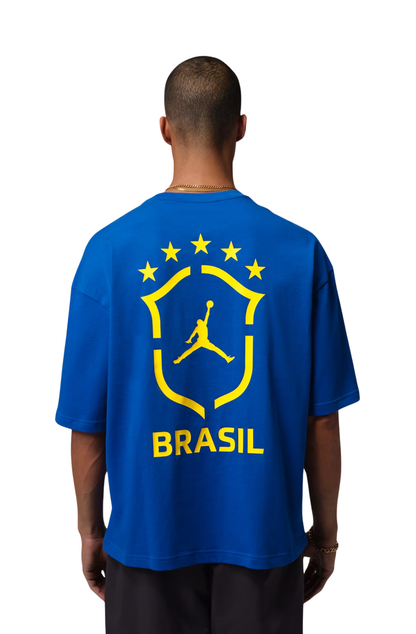 Camiseta Jordan Brasil 85 Oversized Masculino Azul/Amarelo