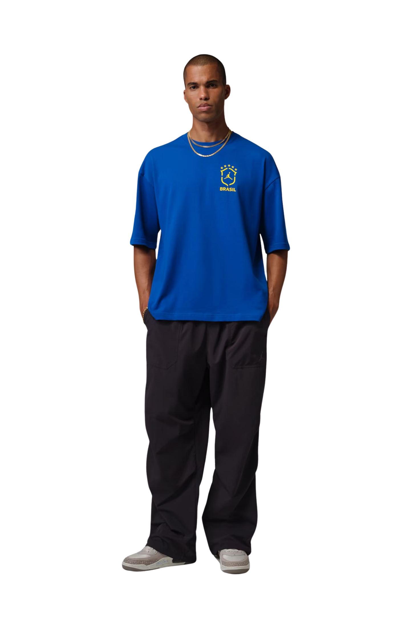 Camiseta Jordan Brasil 85 Oversized Masculino Azul/Amarelo