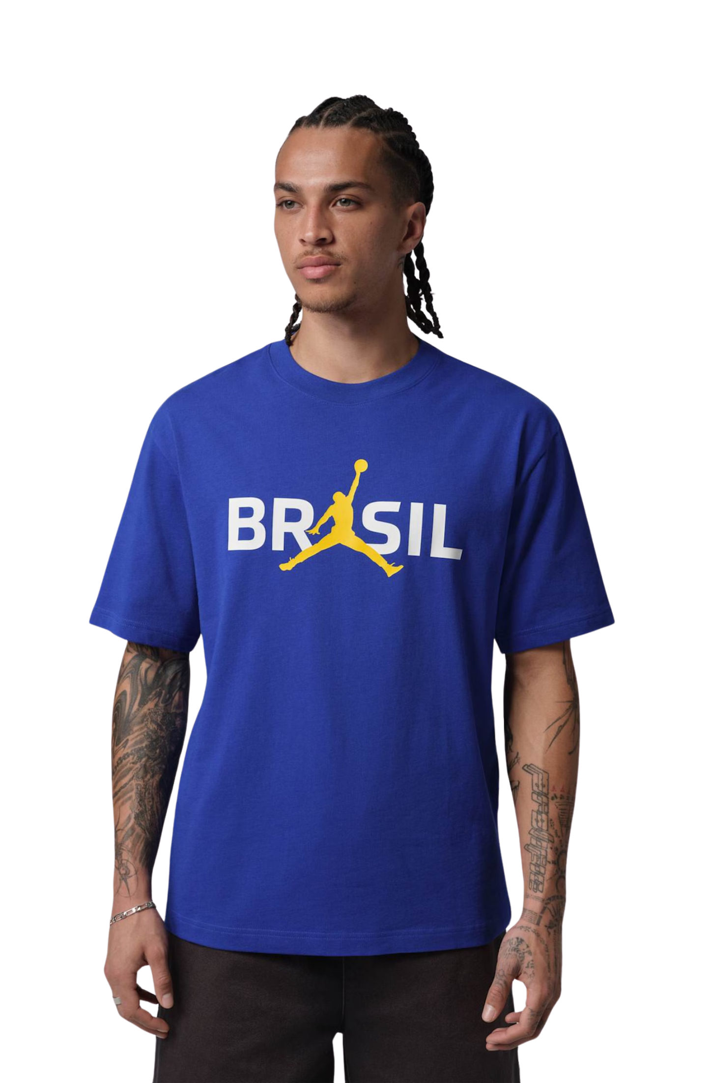 Camiseta Jordan Brasil 85 Crew Masculino Azul/Amarelo