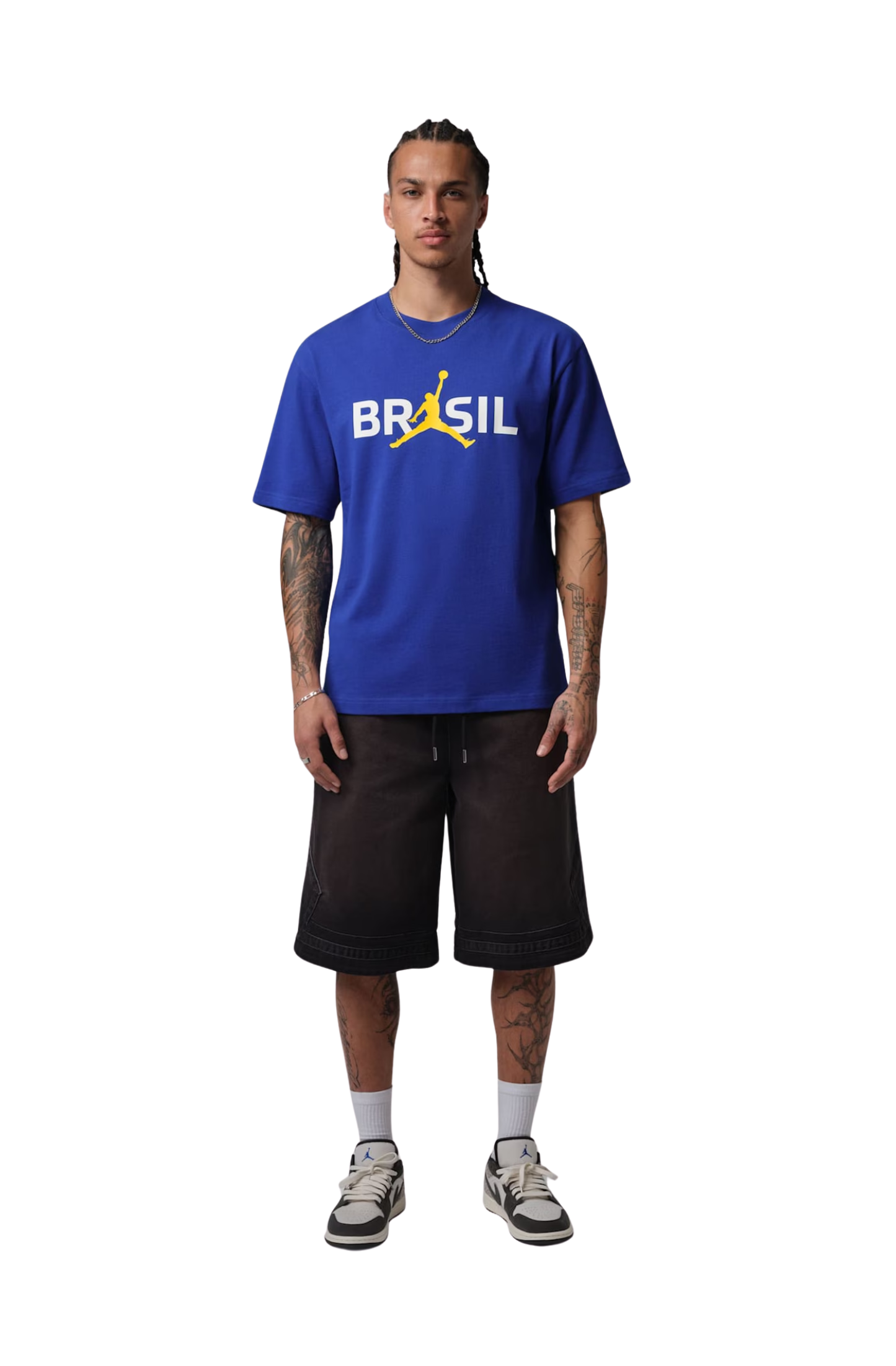 Camiseta Jordan Brasil 85 Crew Masculino Azul/Amarelo