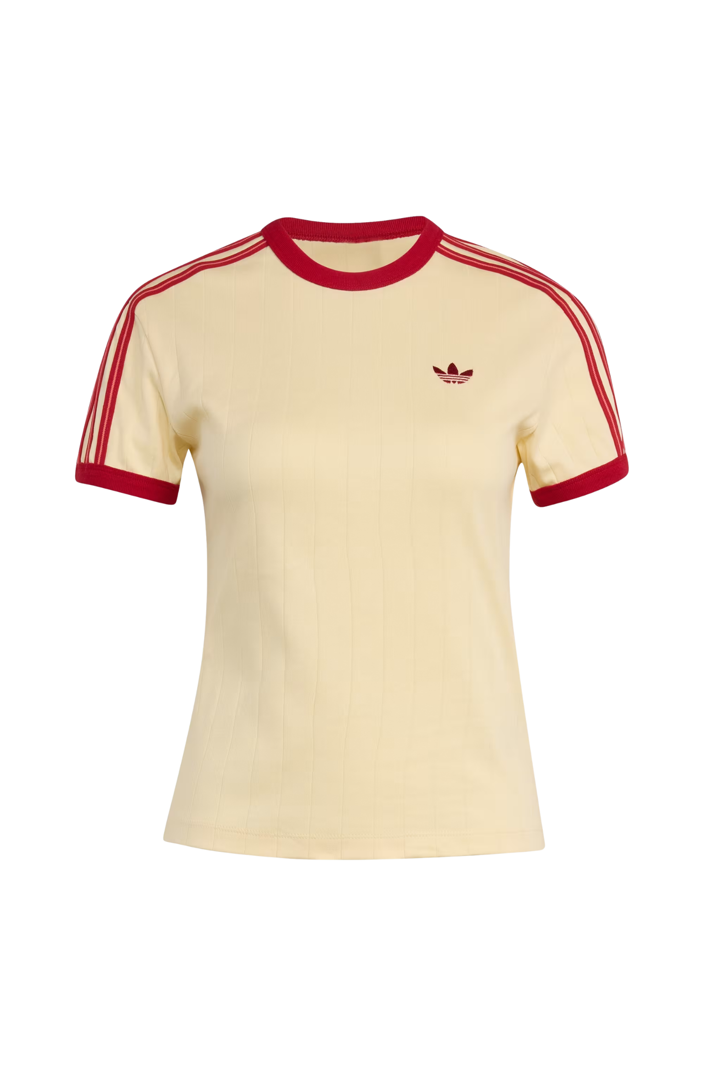 Camiseta Adidas Pinstripe Slim Bege/Vermelho