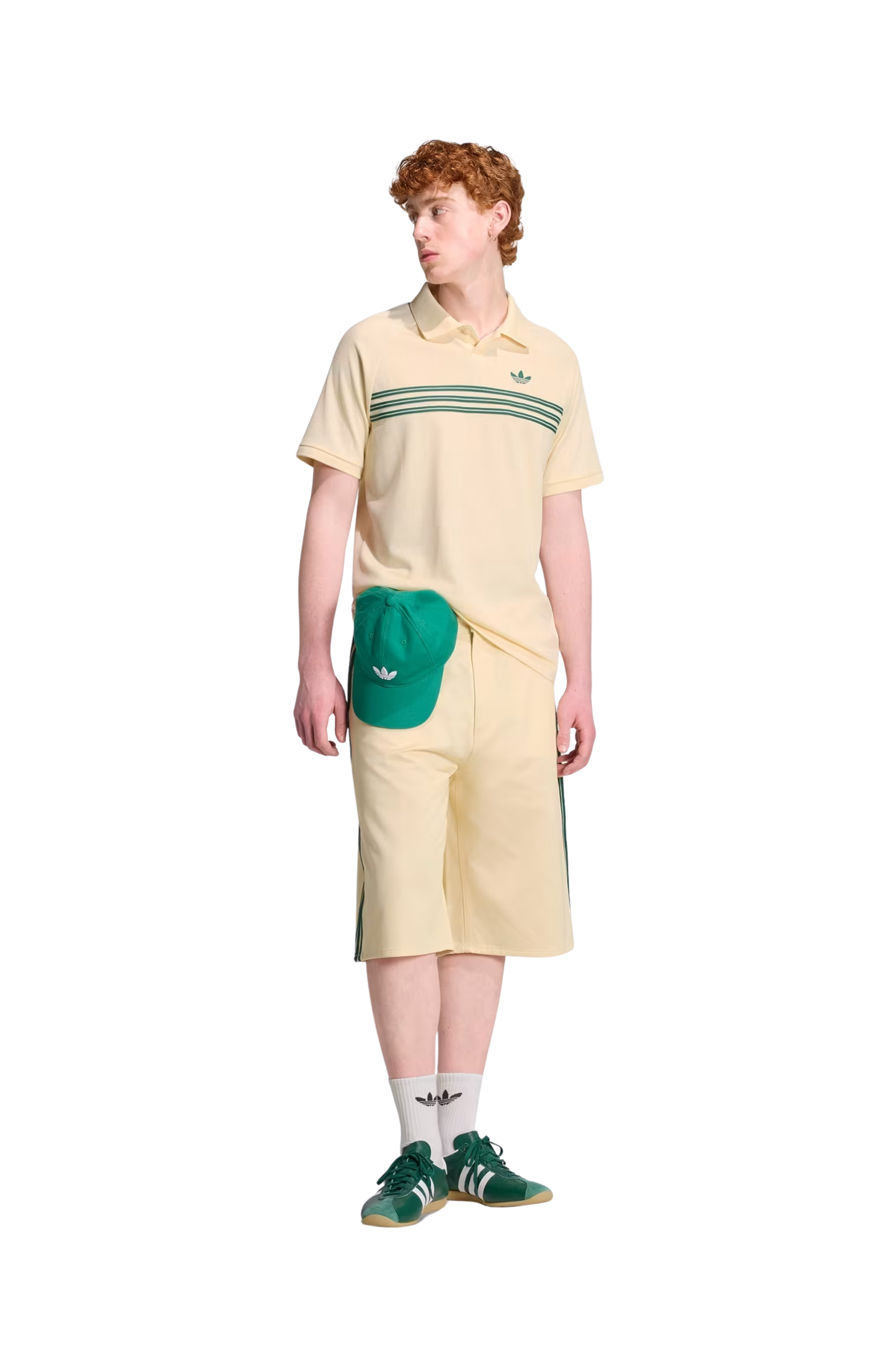 Camisa Adidas Polo Chest Stripes Originals Bege/Verde