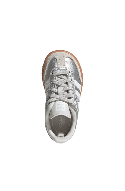 Tênis Adidas Samba OG Comfort Closure Elastic Lace Infantil Prata/Branco KK2346