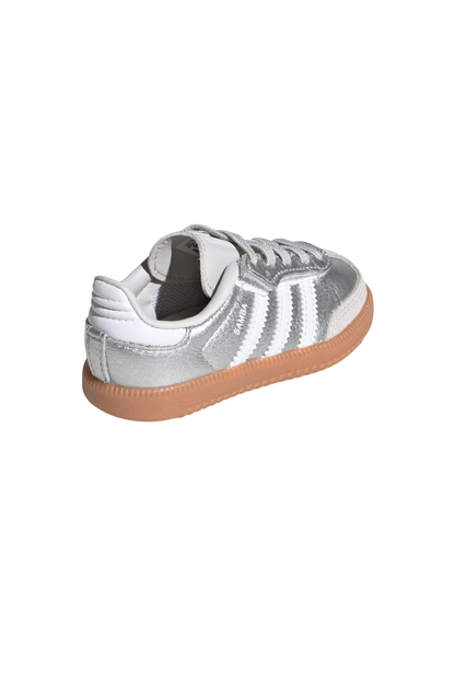 Tênis Adidas Samba OG Comfort Closure Elastic Lace Infantil Prata/Branco KK2346