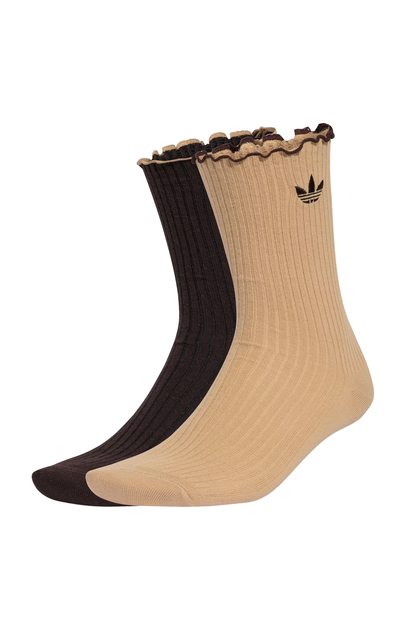 Meia Adidas Ruffle Crew 2 Pares Marrom/Preto