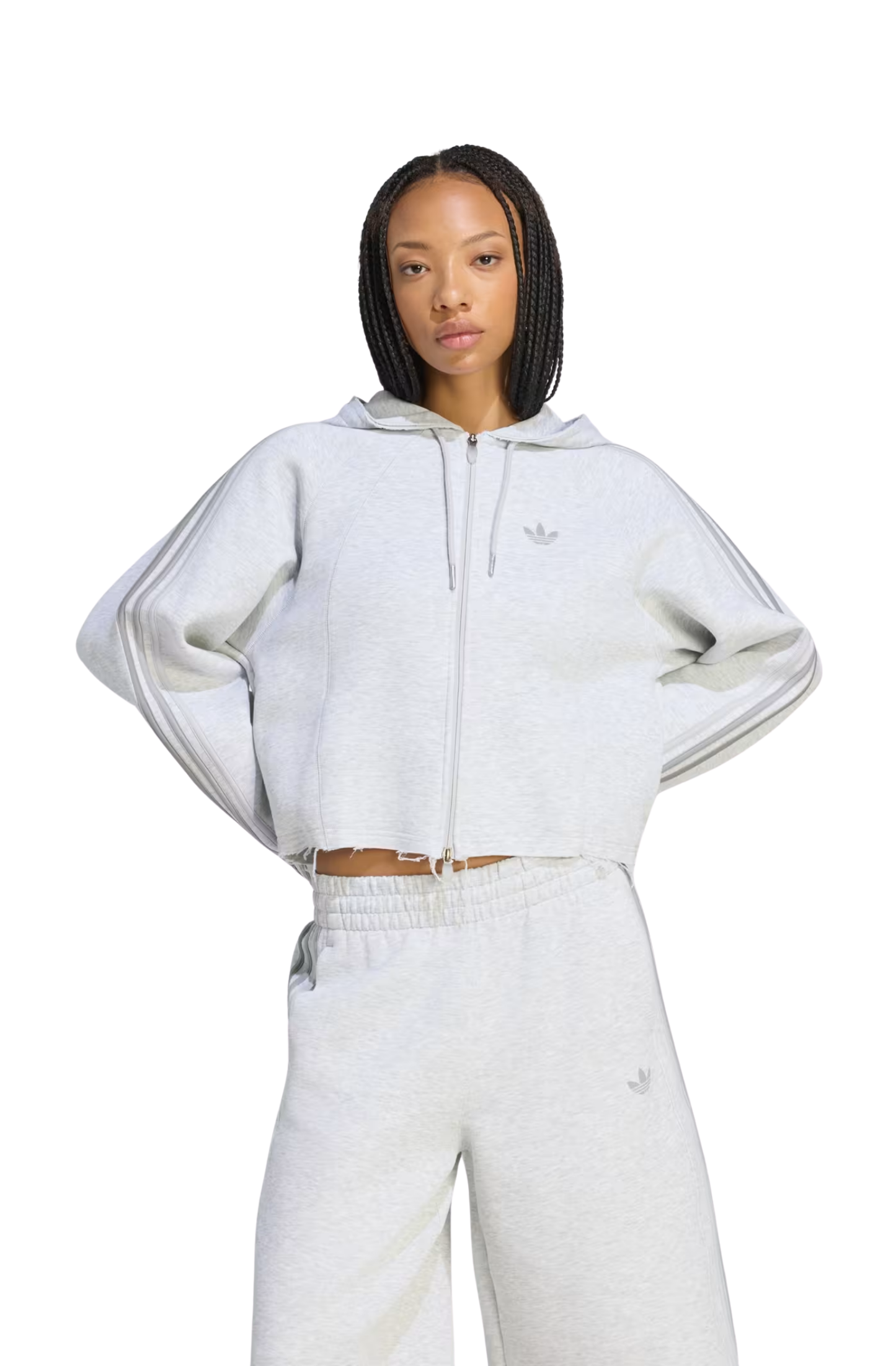 Moletom Adidas 2.0 SST Cropped Hoody Cinza Claro