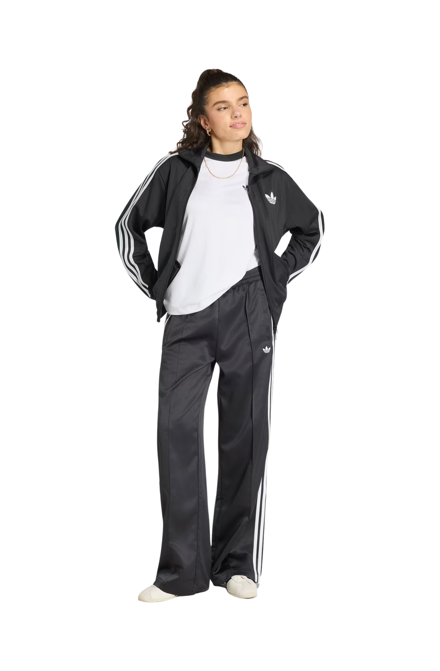 Calça Adidas Satin SST Loose Track Pant Preto/Branco