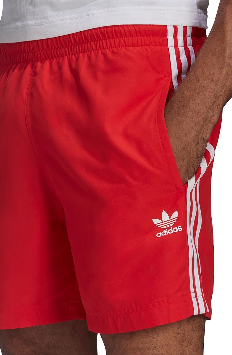 Bermuda Adidas 3 Stripes Swims Vermelho/Branco - NewSkull