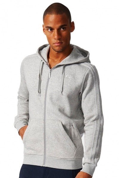 Blusa de Moletom Com Ziper Adidas Trefoil Series Cinza - NewSkull