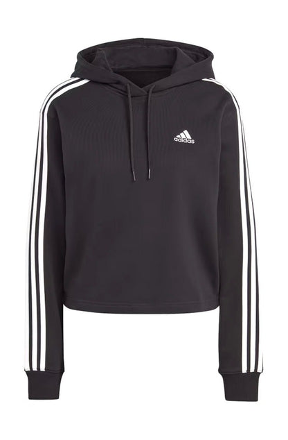 Blusa Moletinho Adidas Cropped Essentials 3 - stripes Preto - NewSkull