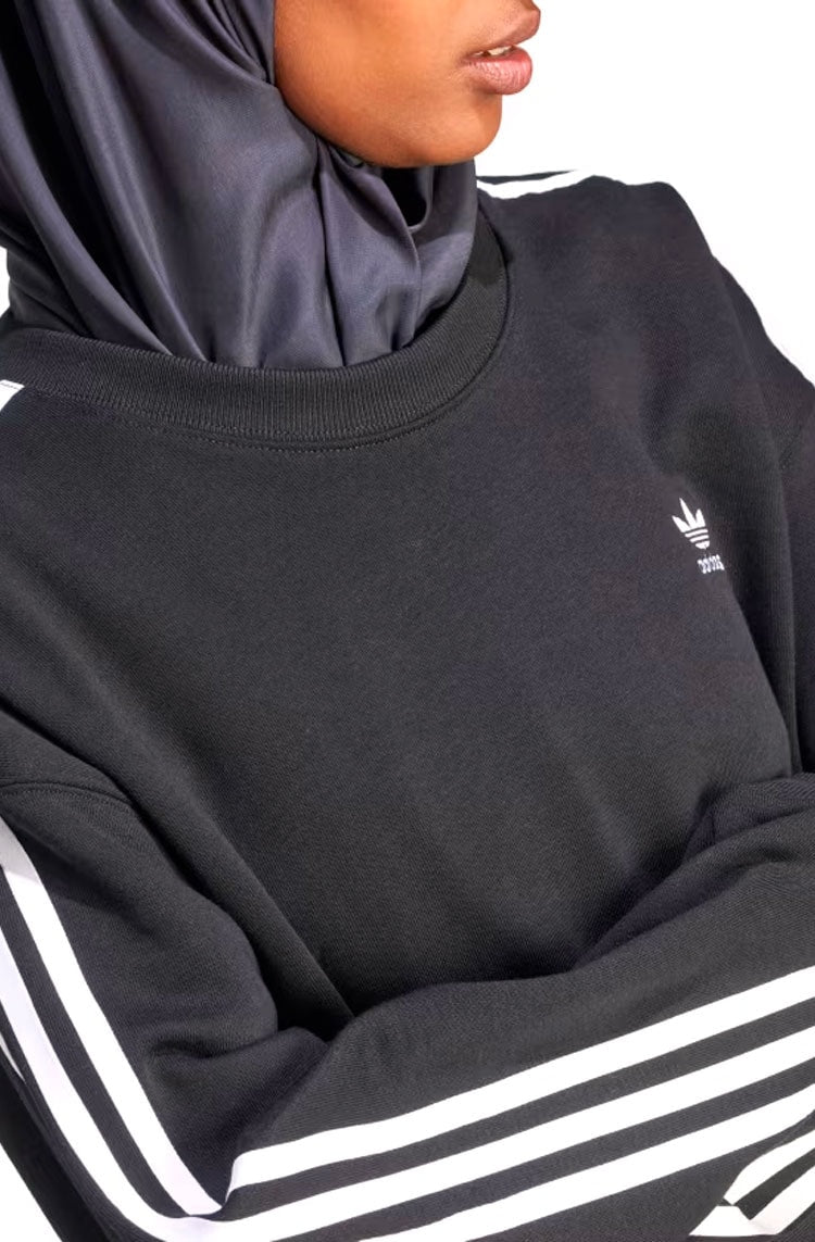 Blusa Moletom Adidas 3 - stripes Crew Preto/Branco - NewSkull