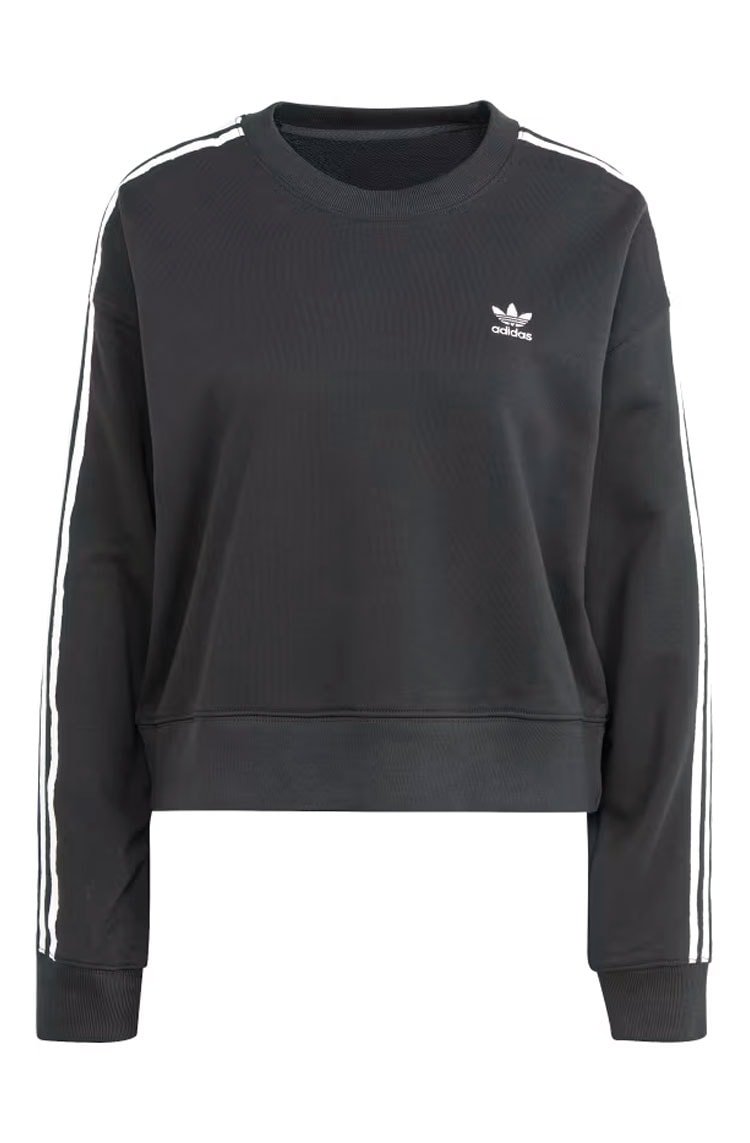 Blusa Moletom Adidas 3 - stripes Crew Preto/Branco - NewSkull