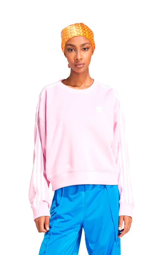 Blusa Moletom Adidas 3 - stripes Crew Rosa - NewSkull
