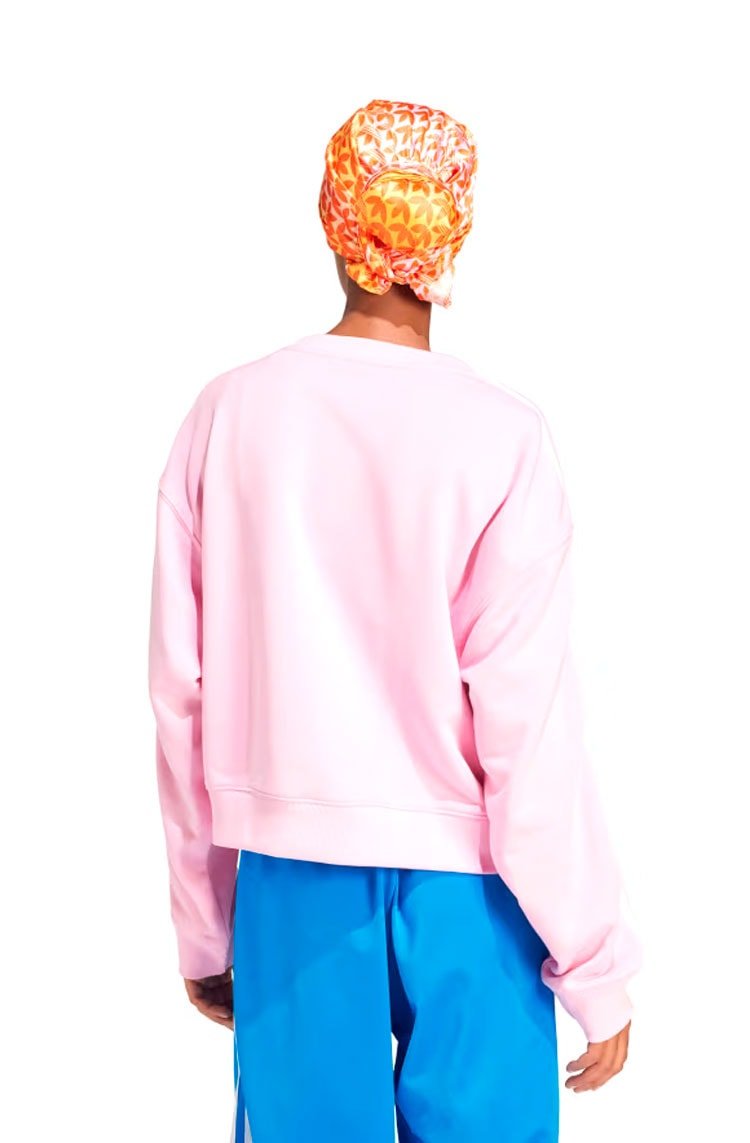 Blusa Moletom Adidas 3 - stripes Crew Rosa - NewSkull