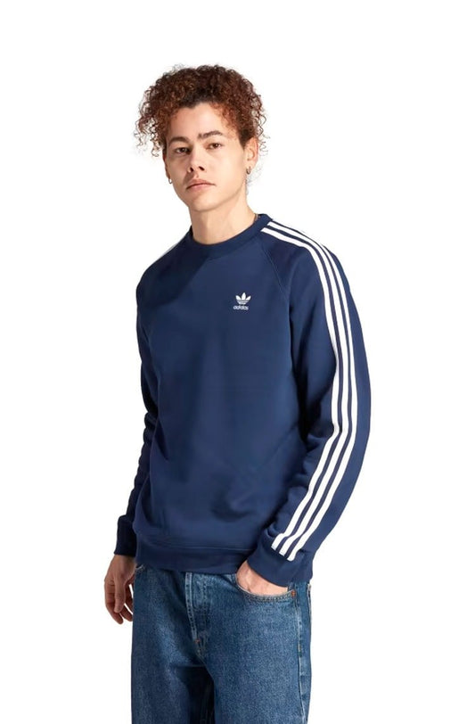 Blusa Moletom Adidas Adicolor Classics 3 - Stripes Azul Marinho/Branco - NewSkull