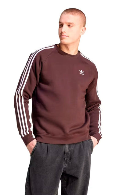 Blusa Moletom Adidas Adicolor Classics 3 - Stripes Marrom/Branco - NewSkull
