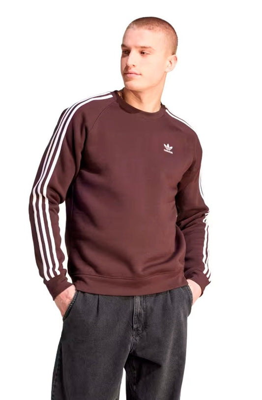 Blusa Moletom Adidas Adicolor Classics 3 - Stripes Marrom/Branco - NewSkull
